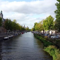 View of canal against cloudy sky