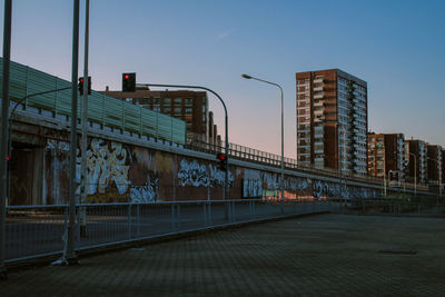 Low angle view of bridge against clear sky