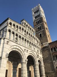 Low angle view of historical building against clear sky