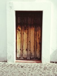 Closed door of building