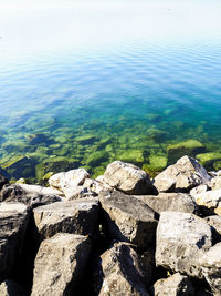 High angle view of beach