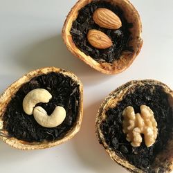 High angle view of dessert in plate