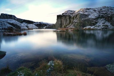 Scenic view of lake against sky