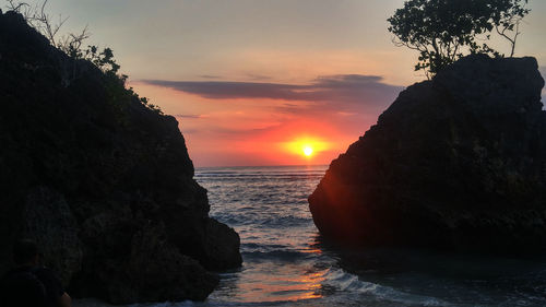 Scenic view of sea against sky during sunset