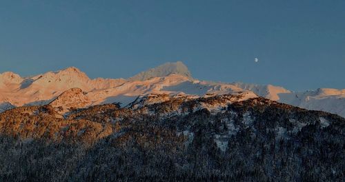 Panoramic view of snowcapped mountains against sky