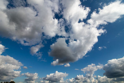 Low angle view of clouds in blue sky