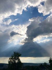 Low angle view of silhouette trees against sky