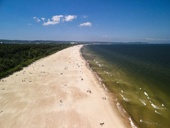 Scenic view of beach against the sky, aerial view of the beach in gdansk, poland. 