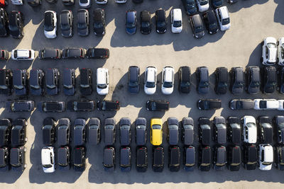 High angle view of containers