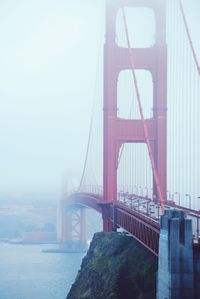 Suspension bridge over river