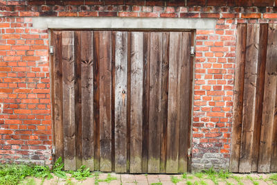 Closed door of old building