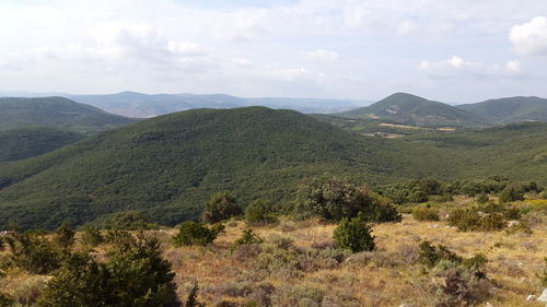 Scenic view of mountains against sky