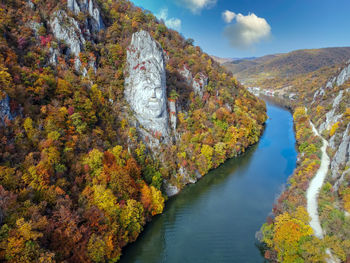 Scenic view of river amidst trees against sky