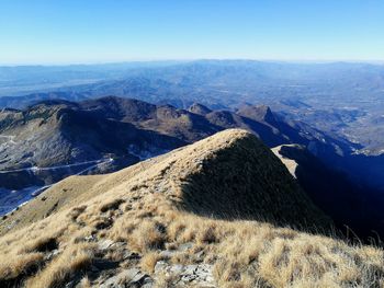 Scenic view of mountains against clear sky