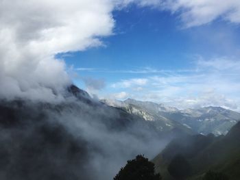 Scenic view of mountains against sky