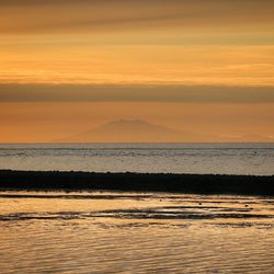 Scenic view of sea at sunset