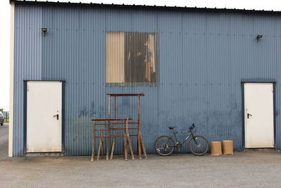 Closed door of building