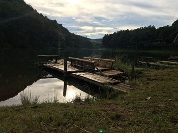 Scenic view of lake against sky