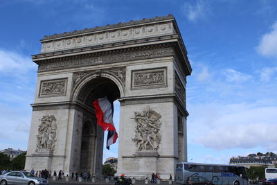 Low angle view of historical building against cloudy sky