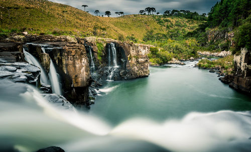 Scenic view of waterfall