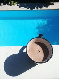 High angle view of drink in swimming pool