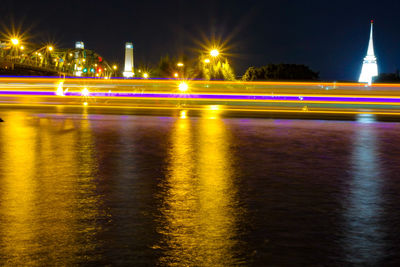 Light trails on street at night