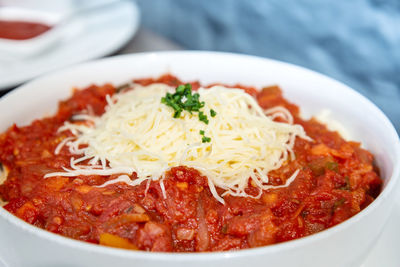 Close-up of meat served in bowl