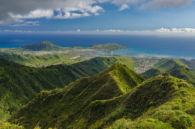 High angle view of landscape against sky