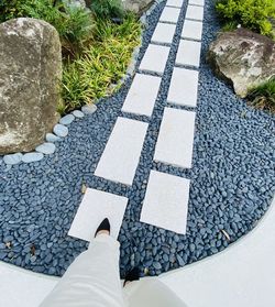 Low section of person standing on footpath