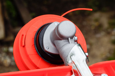 Close-up of coin-operated binoculars against blurred background