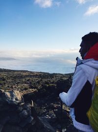 Scenic view of sea against cloudy sky