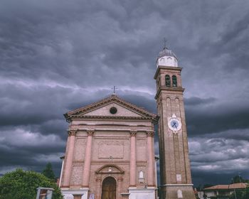 Low angle view of historic building against cloudy sky