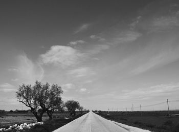 Road amidst trees against sky