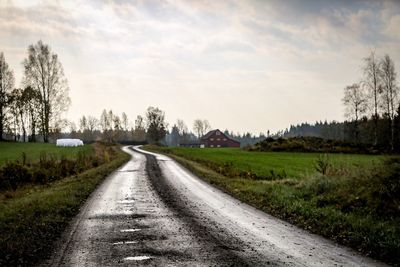 Road amidst green landscape against sky
