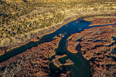 High angle view of lake shore