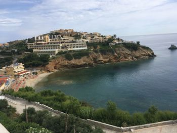 Scenic view of sea against cloudy sky