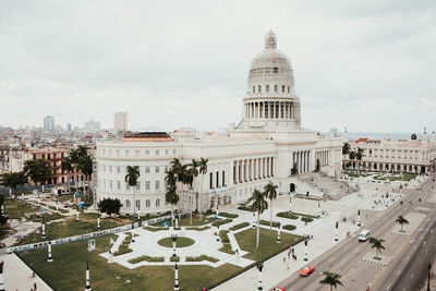 High angle view of buildings in city