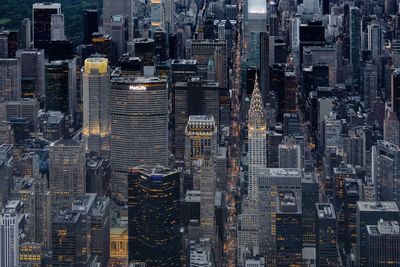 Aerial view of modern buildings in city