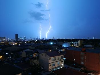 Lightning in sky at night