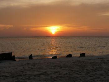 Scenic view of sea at sunset