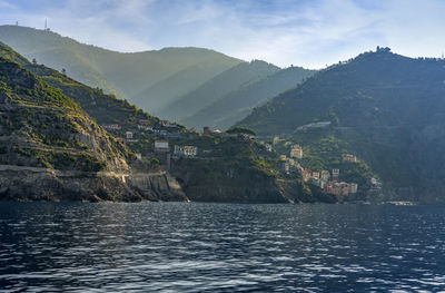 Scenery around riomaggiore, a village at a coastal area named cinque terre in liguria