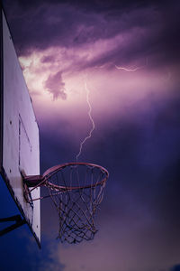 Low angle view of basketball hoop against sky