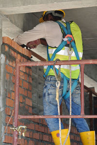 Low angle view of brick wall