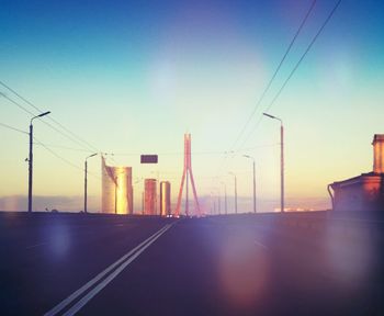 View of bridge against blue sky at sunset