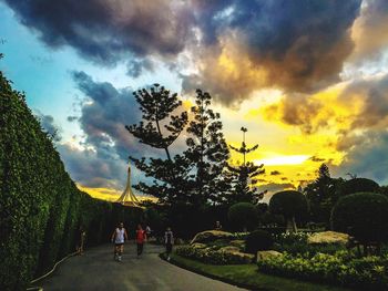 View of trees against cloudy sky