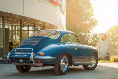 Vintage car on road in city