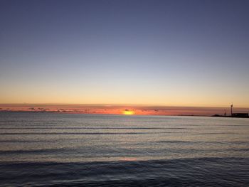 Scenic view of sea at sunset