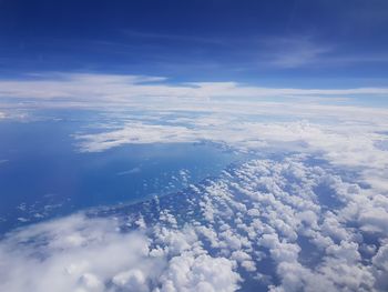 Aerial view of clouds over blue sky