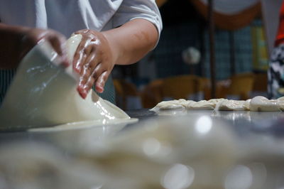 Close-up of hands working