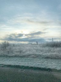 Scenic view of land against sky